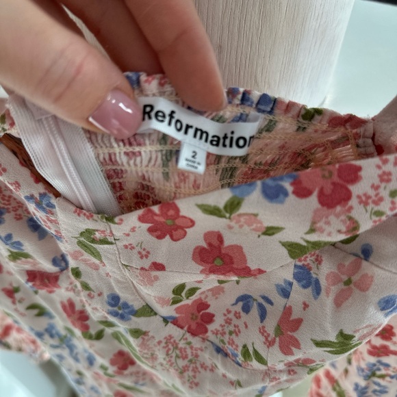 Reformation Pink Floral Square-Neck Mini Dress - Picture 5 of 11